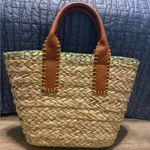 Brown and Tan Woven Tote Bag